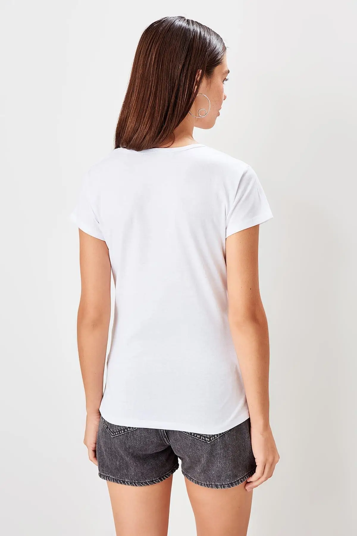 Trendyol с рисунком в виде отпечатка базовые вязаные футболки TWOSS19TS0546 | Женская