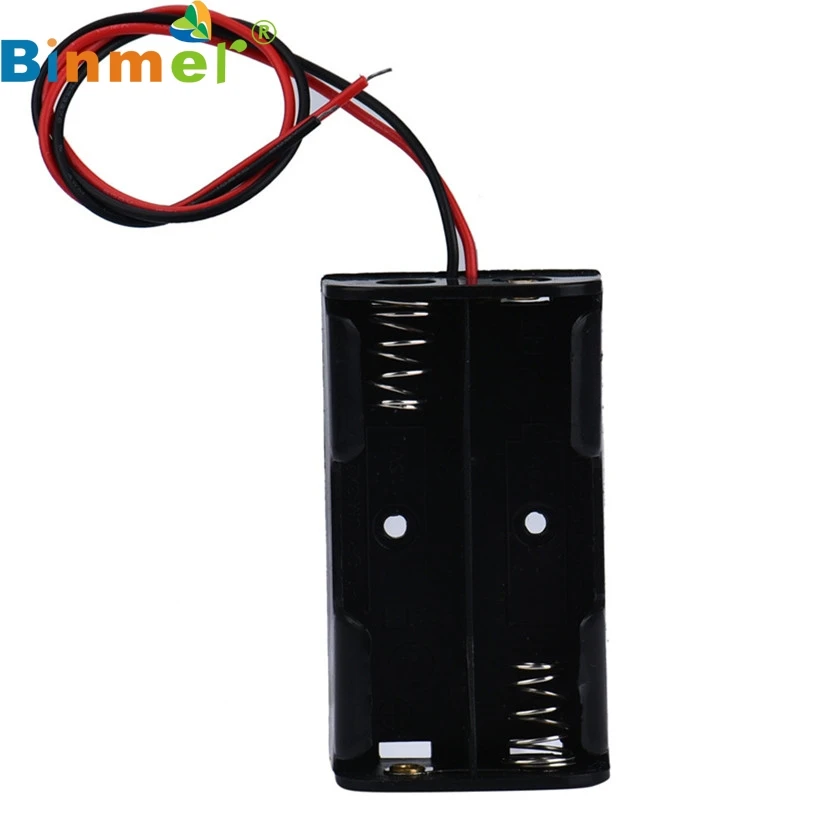 Binmer Mecall Tech Box Holder для 2 x AA Black с проволочными выводами пластиковый чехол хранения