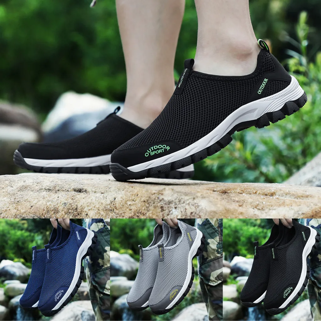 Spring autumn Shoes casual solid Hot Sale Men's Fashion Leisure Climbing shoes Men breathable mesh Running Sport Sneakers