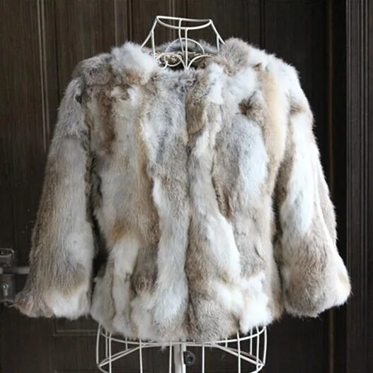 Free Shipping Genuine Rabbit Fur Coat natural rabbit fur jacket women winter O-Neck fur waistcoat customized  ZF671