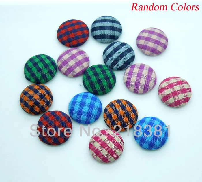 

100 шт./лот ручная работа шотландский стиль Gingham хлопчатобумажная ткань покрыта завернутыми пуговицами-плоские задники 15 мм, разные цвета