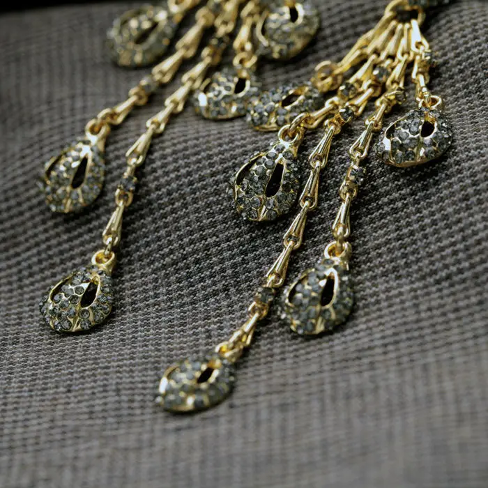 Bulk Price Luxury Elegant Female Party Charm Gold Color Crystal Plant Long Pierce Earrings | Украшения и аксессуары