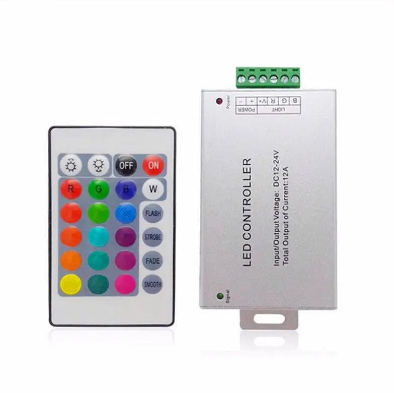 

DC12V-24V 12A RGB светодиодный контроллер для светодиодной ленты с ИК-контроллером 24 клавиши