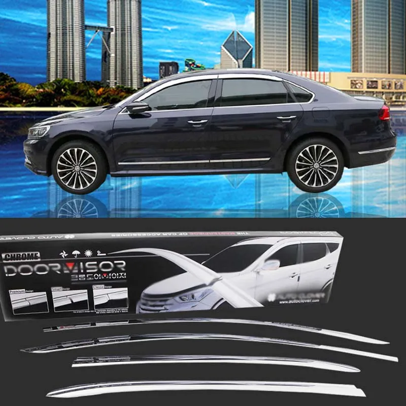 

1 комплект, новинка, хромированные боковые вентиляционные солнцезащитные козырьки для окон, дефлекторы от дождя для VW Passat 2011-2018