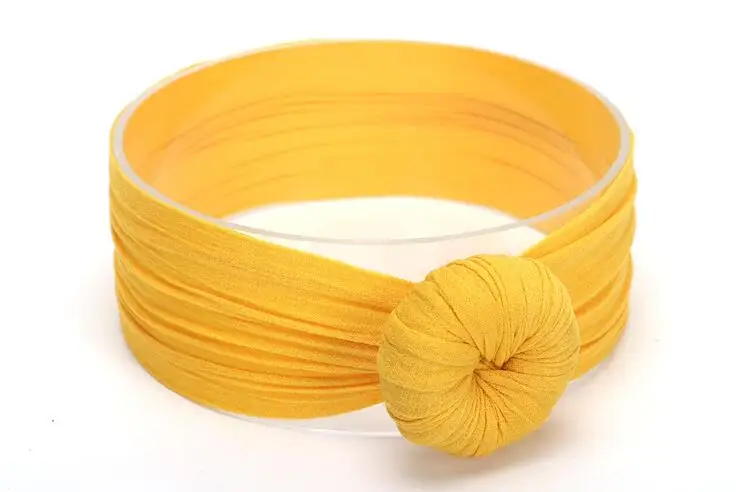 Yellow Мода, Новое поступление, для девочек, с украшением в виде узла нейлоновая повязка на голову эластичная широкая нейлон ленты для волос Детские Тюрбан Круглые Женские аксессуары для волос - Цвет: Yellow