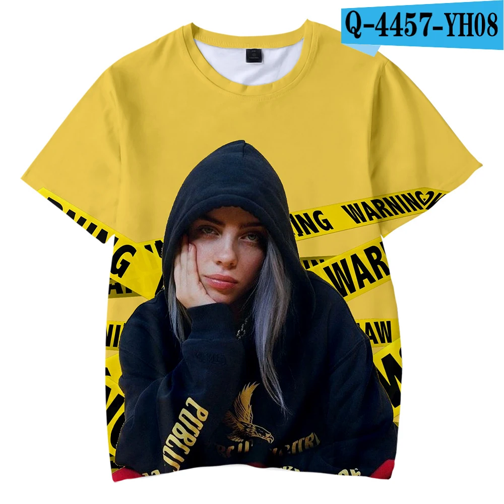 B Billie Eilish/ летняя футболка для мальчиков, Детская футболка с 3d принтом для мальчиков и девочек, детская одежда для 4, 5, 6, 7, 8, 9, 10, 12 лет - Цвет: B