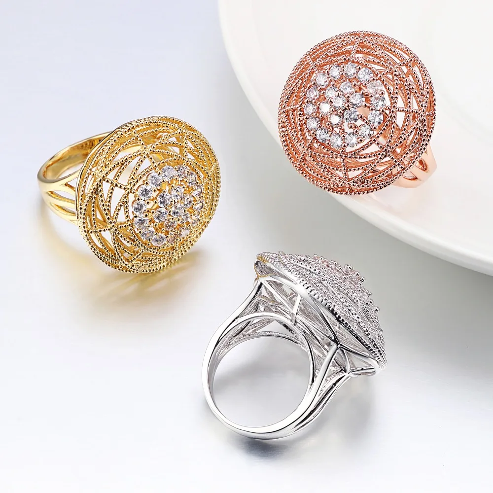 Бразильские серьги ювелирный набор Розовое Золото Серебро Цвет Кристалл кольцо