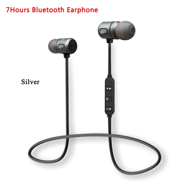 C10-Silver-7h FBYEG Bluetooth беспроводные наушники C10 спортивные наушники для бега стерео магнитные наушники с микрофоном Bluetooth наушники для телефона - Цвет: C10-Silver-7h