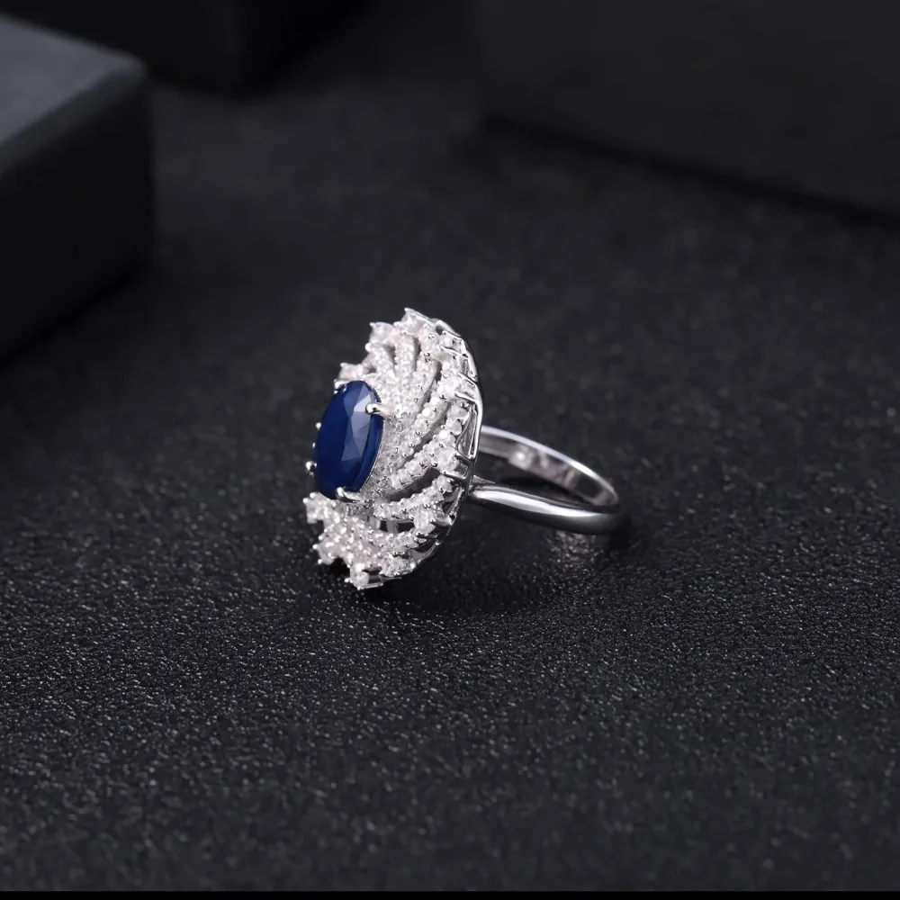 Gem's Ballet 3.24Ct Натуральный Синий сапфир коктейльное кольцо из натуральной 925 пробы серебряные классические обручальные кольца для женщин хорошее ювелирное изделие