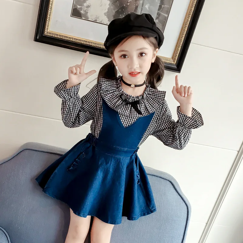 

Платье для девочек, Осеннее детское платье на бретелях в ковбойском стиле, модель Y3108