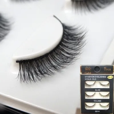 

Hot sale 3 Pairs 3D False Eyelashes Cross Natural Long Eye Fake Lashes Makeup 3D-ZMQ06 free shipping