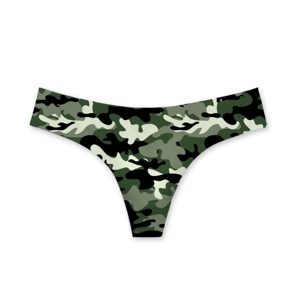 NoisyDesigns камуфляж молодых Для женщин нижнее белье трусики Sexy бесшовные стринги