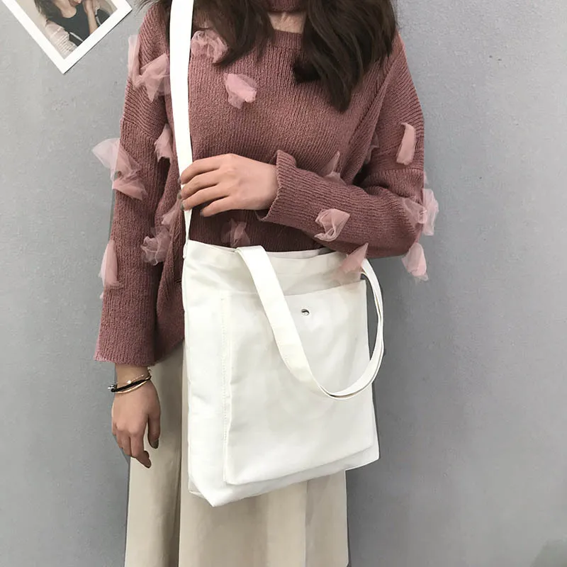 Модные однотонные женские холщовые сумки мессенджеры Наплечные 2019 летние новые