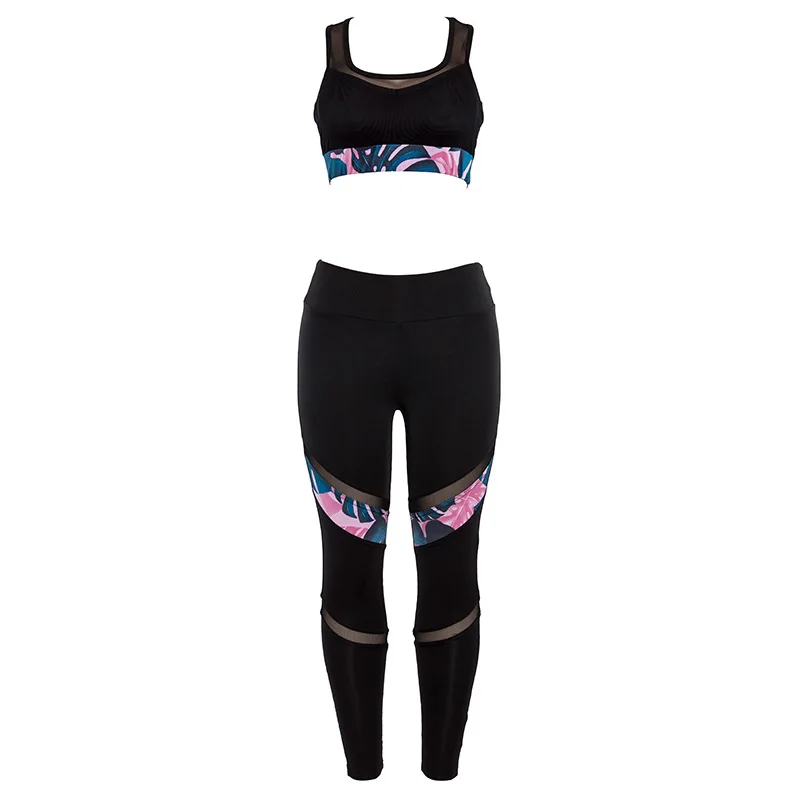 Женский комплект из 2 предметов для йоги леггинсы одежда спортзала теннисная