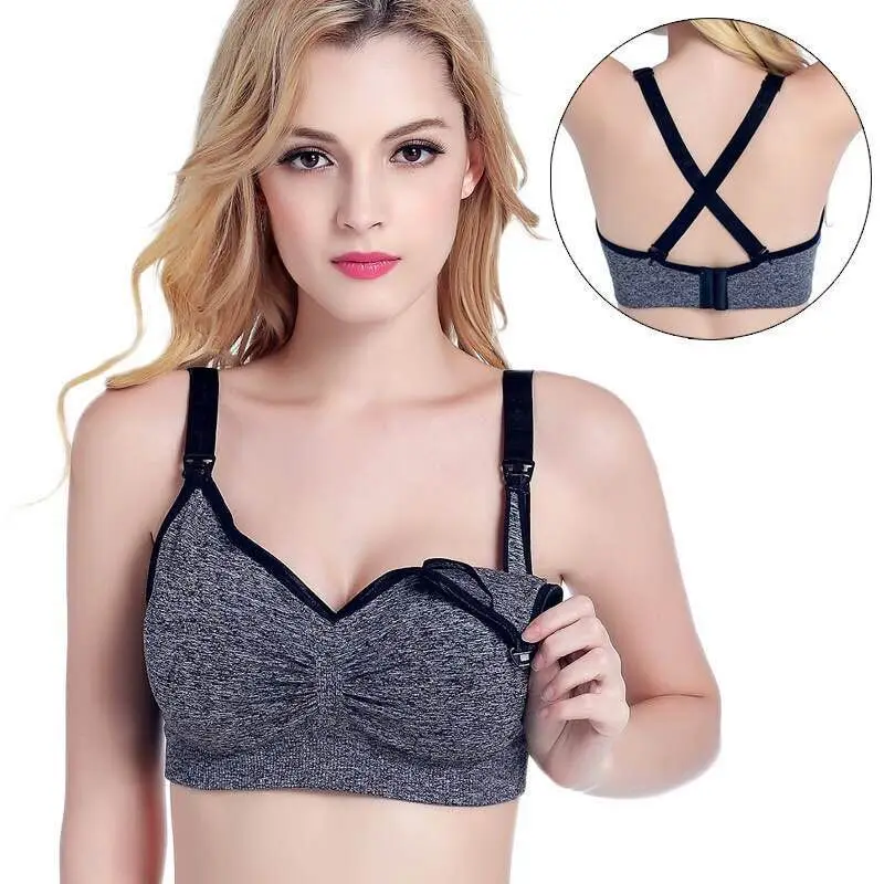 new THYME Breast Feeding Bras Maternity Nursing Bra Seamless Underwear Double Layer Wireless Belt Pad Feeding For Pregnant Women