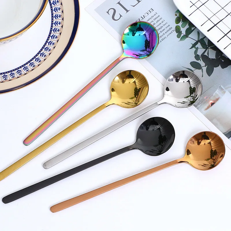 1 шт. набор столовых приборов с длинной ручкой для чая ложка из нержавеющей стали