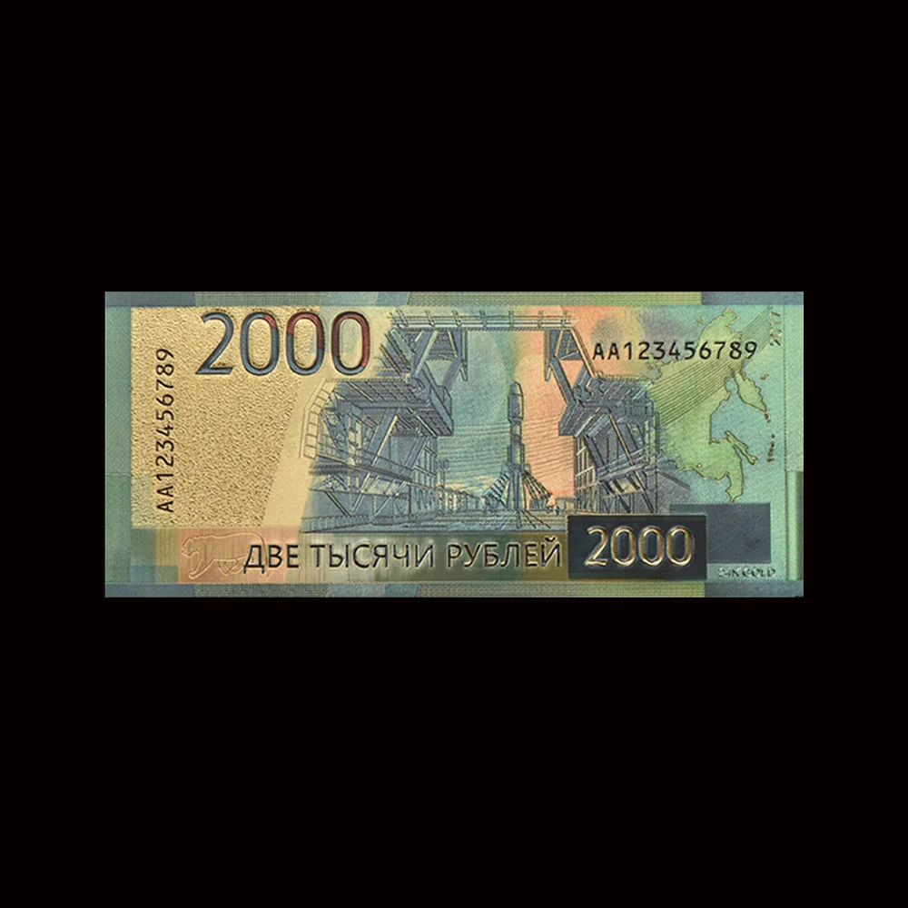 10 шт./лот Новинка великолепные русские золотые банкноты 2000 рублей 24k Золотая
