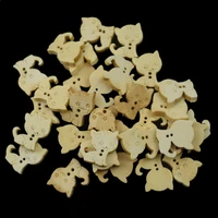 100pcs wood sewing button scrapbooking cat natural color two 2 holes diy sewing scrapbooking baby handmade wood buttons