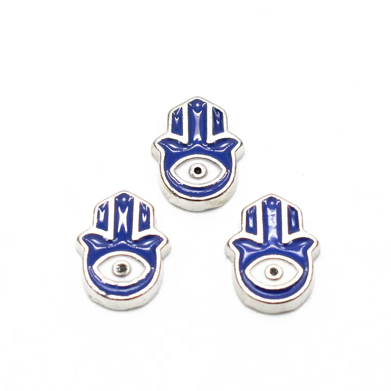 

Лидер продаж, 20 шт./лот, плавающие медальоны с эмалью, серебряная рука Фатимы, подвески для живого стекла, плавающие медальоны, колье, сделай ...