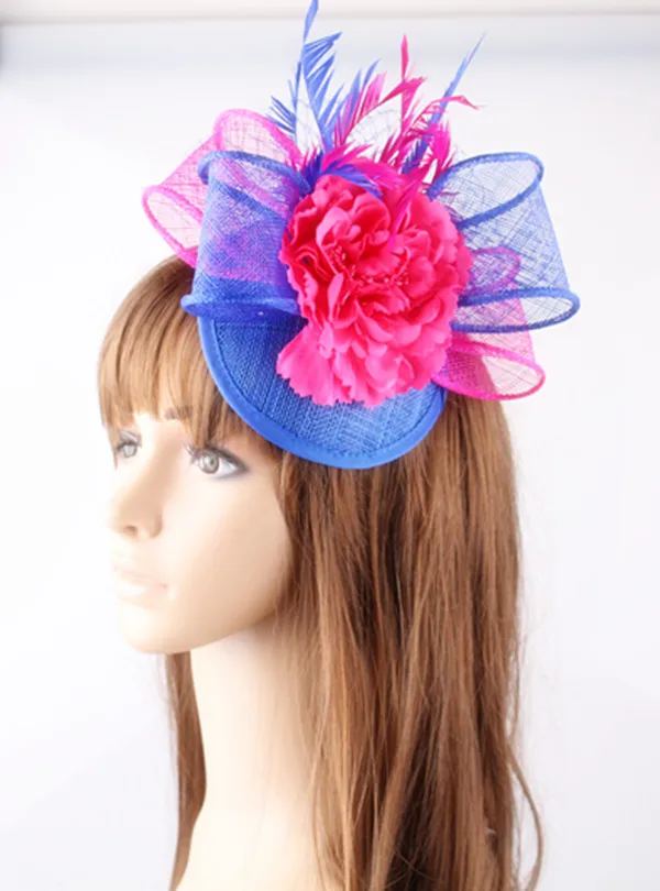 Женская вуалетка с перьями элегантная розовая шляпка шелковым цветком Свадебная