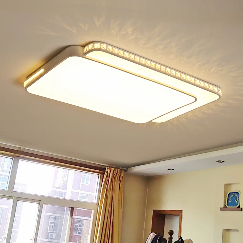 Белый Кристалл площади/прямоугольник современных Led люстра блеск для Гостиная Спальня кабинет дома деко AC85-265V люстры