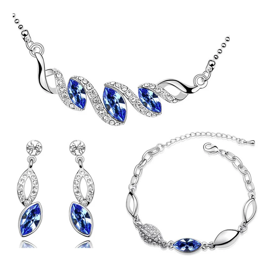 Комплект из колье серёг и браслета с кристаллами|brand jewelry sets|fashion setjewelry sets |