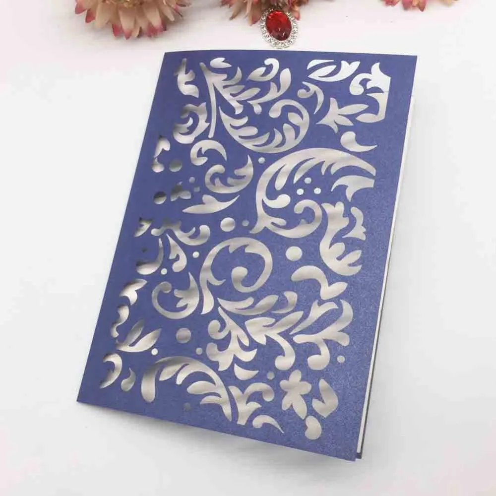 

40pcs/lot Popular Luxury Laser Cut Flower Wedding Invitation Birthday Party Dinner Invite Wedding Decorations Greeting Card