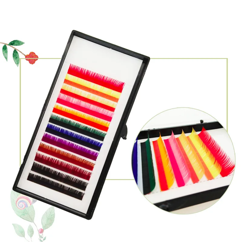 

YOKPN Colorful Grafted False Eyelashes Thickness 0.15 Length (8-16mm) Individual Grafting Fake Eyelashes Makeup Lashes Extension