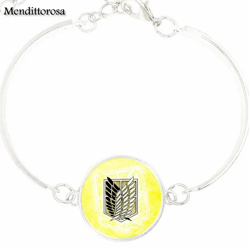 For Women Party Gift Fashion Silver Plated Jewelry Glass Cabochon Bracelet Bangle Attack on Titan Levi Ackerman | Украшения и