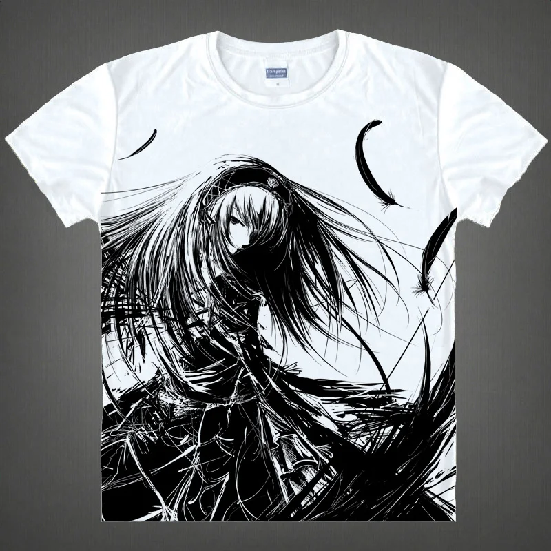 Аниме ROZEN MAIDEN Shinku Suigintou футболка Летняя короткий рукав топы унисекс Косплэй S