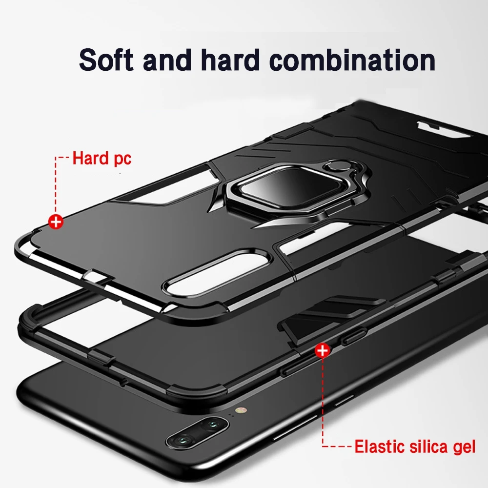 liser Shockproof Armor Phone Case For Huawei Mate 20 9 10 P20 lite Nova 2 3 3i Finger Ring Holder Cover Honor Note 8X |