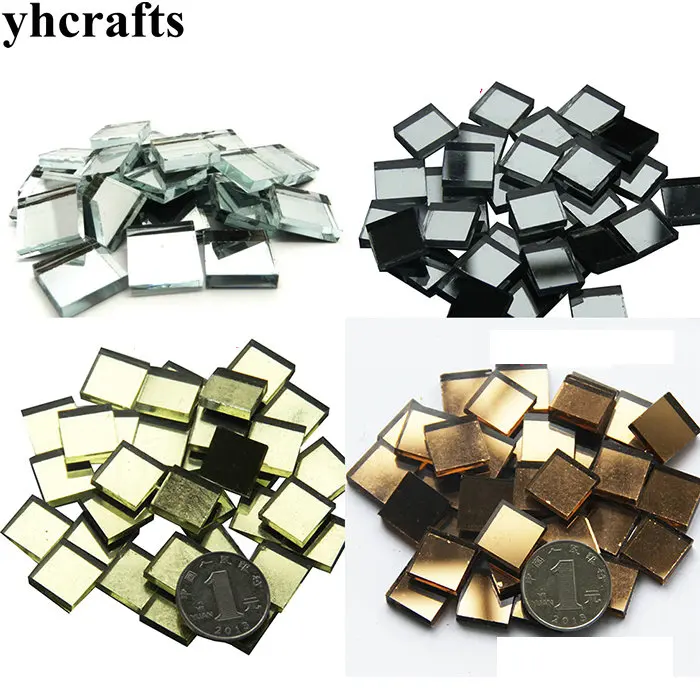 

192PCS/400Gram/LOT,Color select Square glass mirror mosaic Handmade accessories Craft material Mosaic art 1.5cm