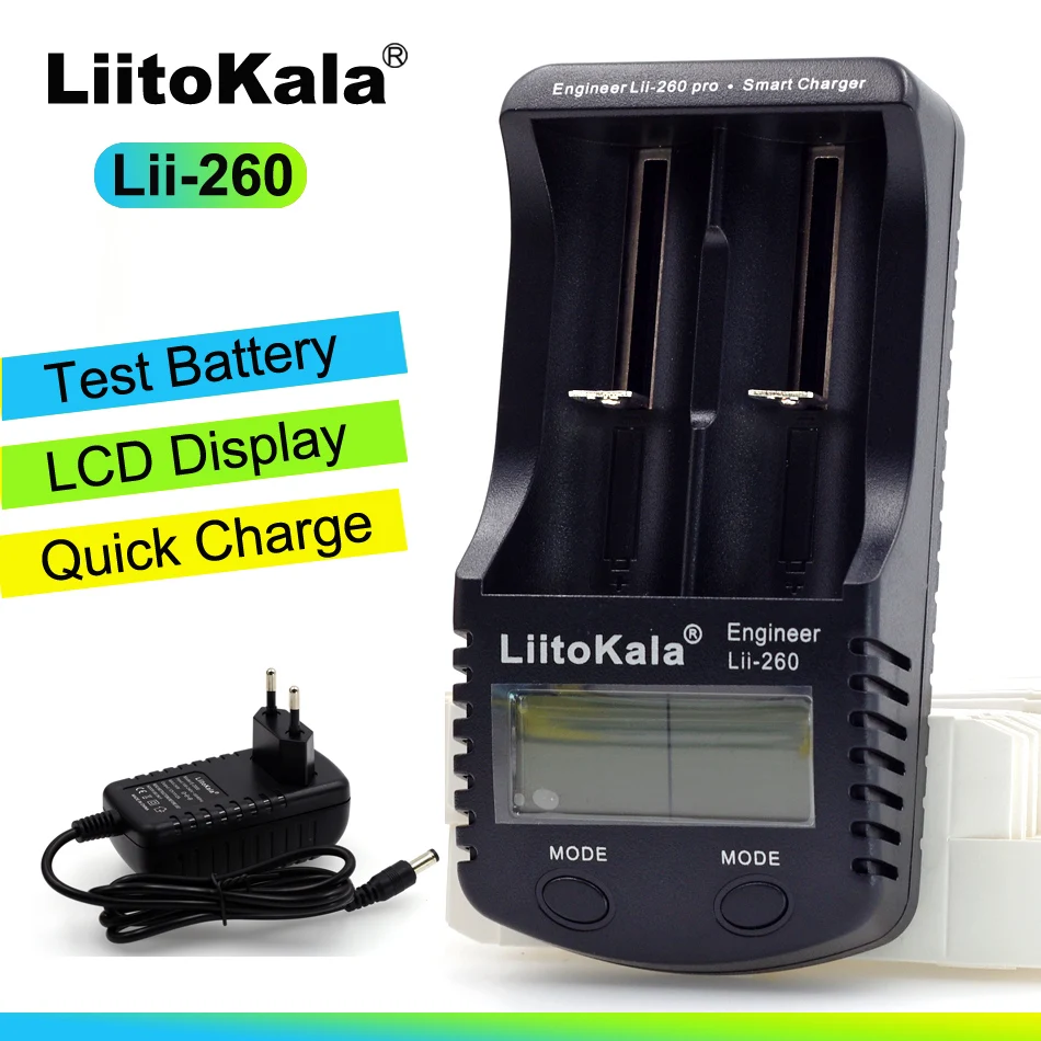Зарядное устройство Liitokala lii 260 18650/26650/16340 для литиевых аккумуляторов обнаружение