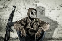 male with guns and gas mask ply15 custom print canvas fabric poster for wall decor room decor home decoration frame available