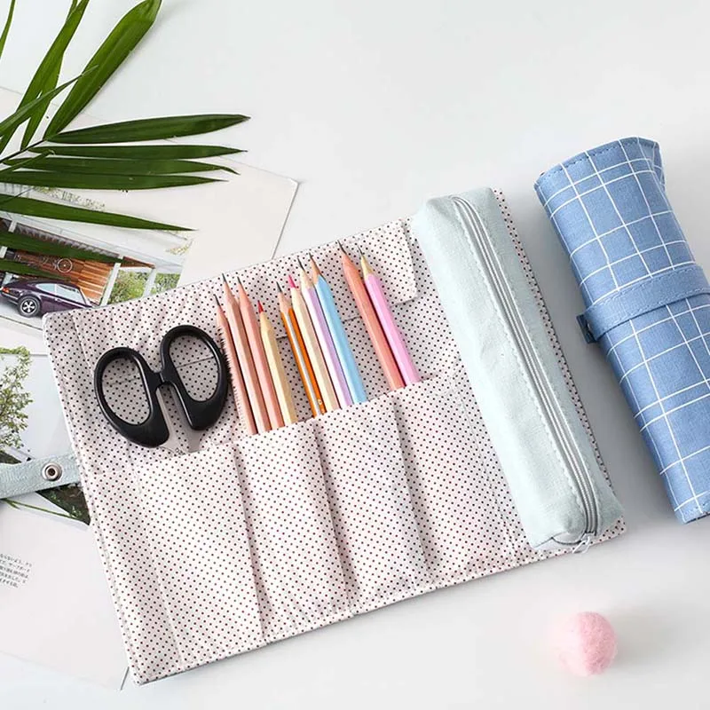 1 шт милый школьный пенал из хлопка и льна Pencilcase мультфильм Roll Pencial сумка для мальчиков и девочек канцелярские принадлежности для карандашей
