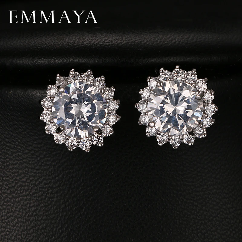 Женские серьги пусеты Emmaya круглые с фианитом|stud earrings|women earringsearring studs earrings |