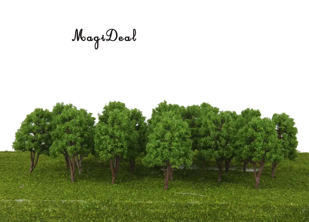 MagiDeal 20 шт./упак. 1/150 масштабные пластиковые модели деревьев N весы рельсы для поезда парк макет военных учений деревня пейзажи диорама Декор 7,5 см