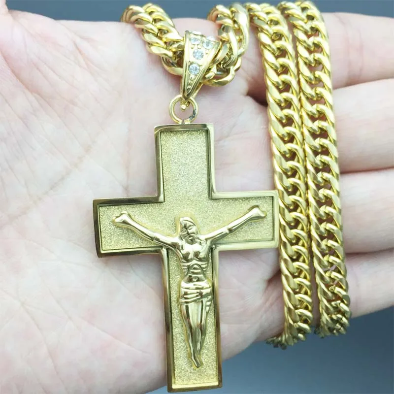 Подвеска witaya 361L из нержавеющей стали золотого цвета с кристаллом Jesus Cross Мужская