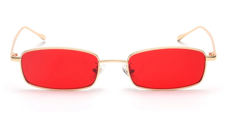 gold with red Kachawoo 6 шт. маленькие прямоугольные солнцезащитные очки для мужчин Ретро металлическая оправа золотые мужские модные солнцезащитные очки для женщин унисекс Лето - Цвет линз: gold with red