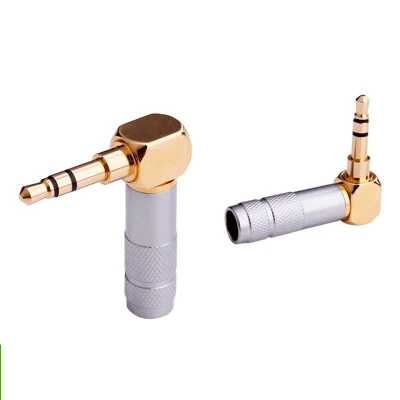 HPHF 3.5mm Stereo Plug 4 Pole/3 Pole Audio Connector Right Angle 24K Plated Gold Jack Male Solder Connect 5PCS/LOT | Электроника