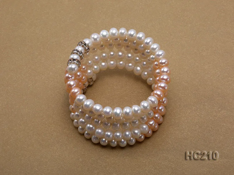 

Уникальный магазин жемчужин, ювелирные изделия, 4 ряда, белый, розовый цвет, пресноводный жемчуг стразы, браслет из бисера