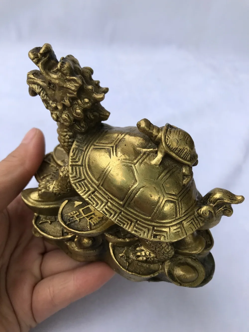 Китайский медный Фен Шуй богатство Дракон черепаха монета со статуей|Статуэтки и