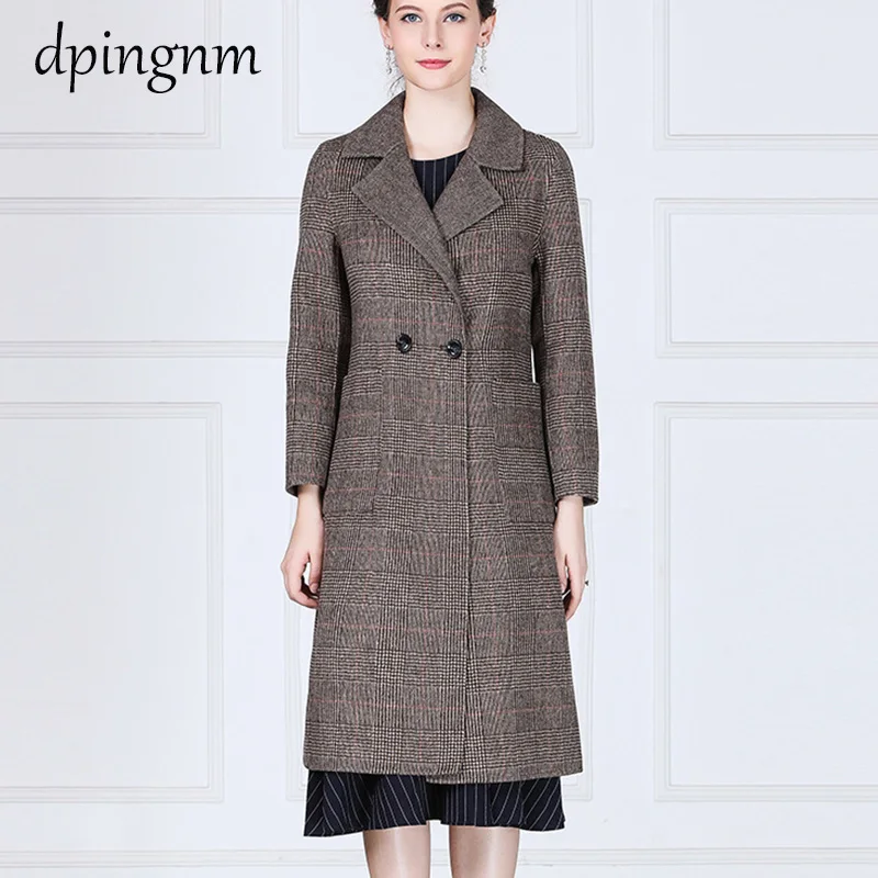 Genuine woolen coat female 2018 winter new long paragraph high-grade wool plaid jacket | Женская одежда