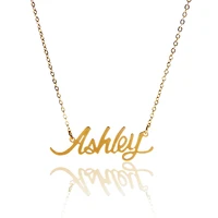 ashley name necklace women pendant charms gold color stainless steel nameplate statement letter jewelry gift nl2403