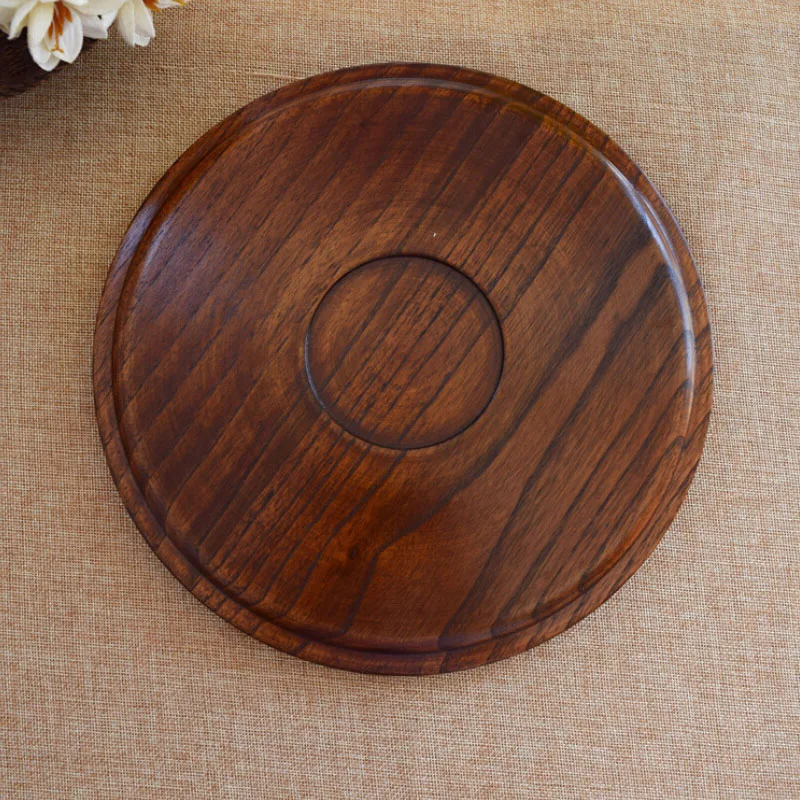 Поднос из натурального дерева ручной работы в китайском стиле диаметром 30 см |