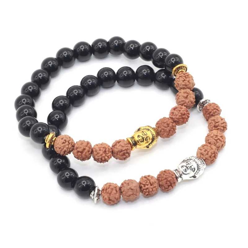 8 мм дерево Будды Бодхи Мала Йога Черный Оникс Камень натуральная рудракша