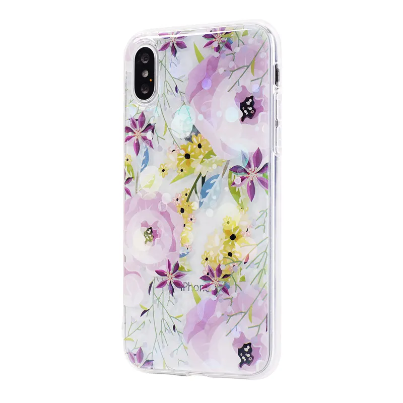 Retro Floral clear phone case for iPhone XS Max glitter transparent on 5s 6s Plus 8 6 7 XR |