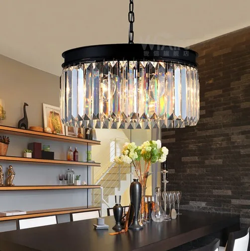 Американская круглая Хрустальная ретро люстра в стиле лофт светодиодные