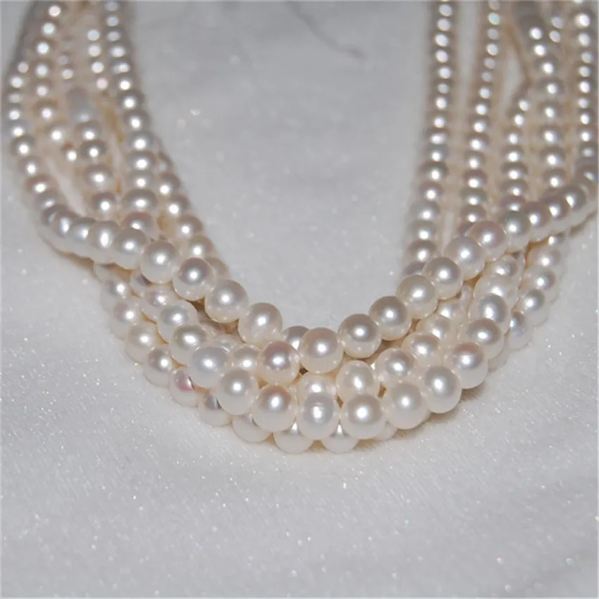 SNH 5 strands/package 2017 hot sale 6mm near round AA white freshwater pearl strand wholesale | Украшения и аксессуары
