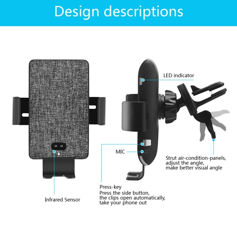 HAWEEL 10W тканевая текстура автомобильное беспроводное зарядное устройство для
